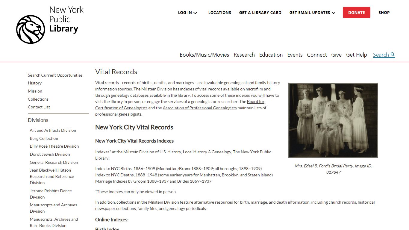Vital Records | The New York Public Library